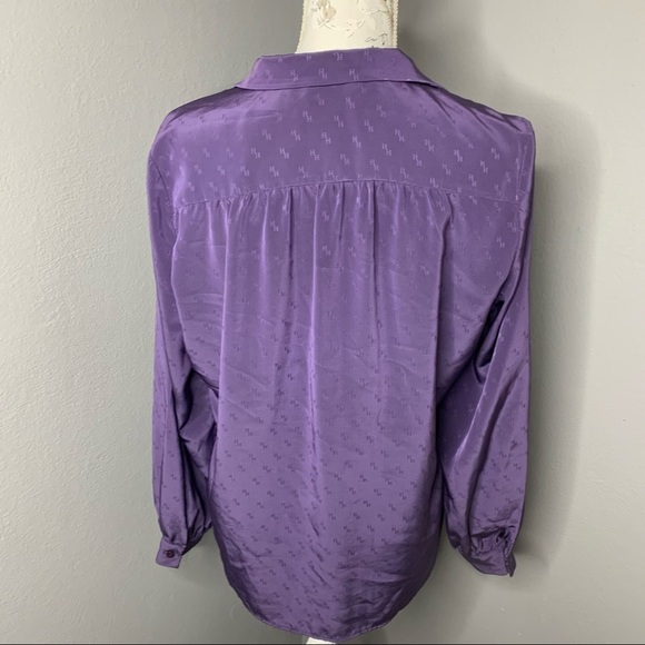 Vintage Hooper Monogrammed Purple 80s Blouse 16 - Picture 2 of 5